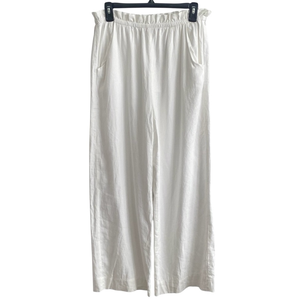 Show Me Your Mumu Peggy Pants White Linen Blend Cropped Womens Size Medium NWT